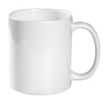 Keramiktasse weiß mit C-förmigem Henkel